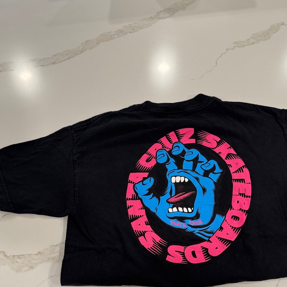 Santa Cruz Skateboards  Tee with Pink and Blue Graphic